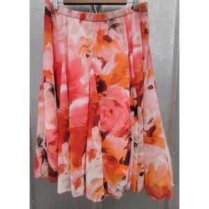 Christopher & Banks Multicolored Floral Pleated Midi Skirt Size M